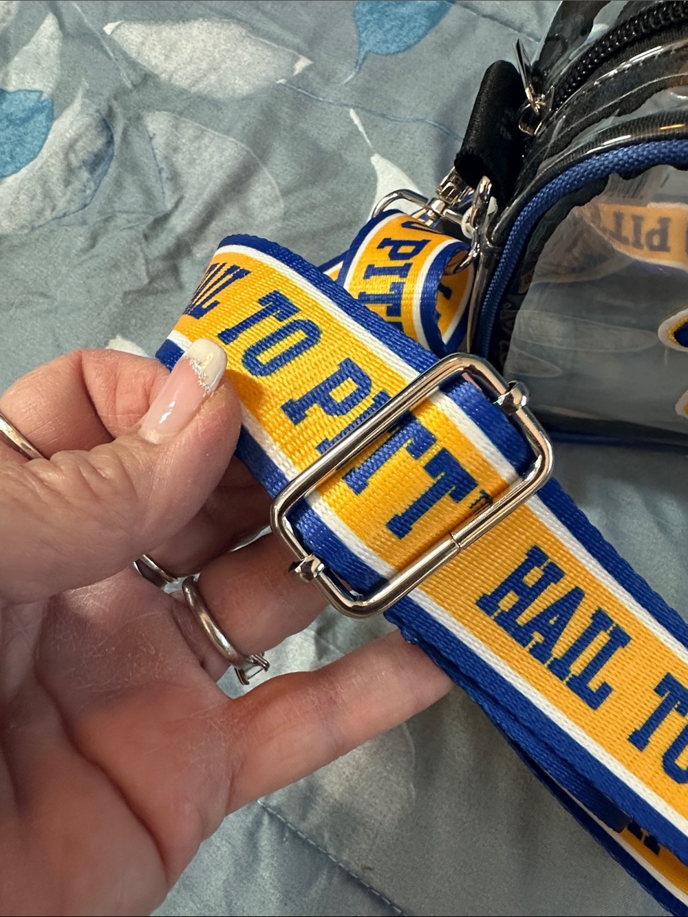 NWTS Pitt Panthers Clear Crossbody Bag in Blue and Yellow π βΎοΈππ - Picture 6 of 11